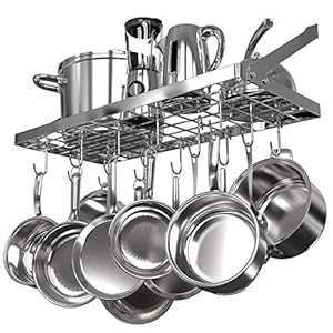 Vdomus Square Grid Wall Mount Pot Rack, Kitchen Cookware Hanging Organ...