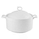 Double Handle Lid Pure White Ceramic BAKOUSTAR Tureen Soup BAKOUSTAR Ceramic Rou...