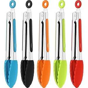 Mudder 7 Inch Mini Serving Kitchen Tongs with Silicone Tips, Stainless...