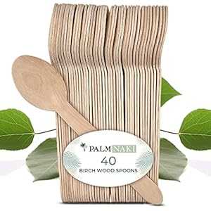 Palm Naki Birchwood Cutlery (40 Count) - Disposable Dinnerware, Eco-Friendly, Compostable and Bi..