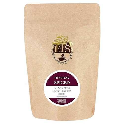 English Tea Store Loose Leaf, Holiday Spiced Flavored Black Tea Pouches, 4 Ounce
