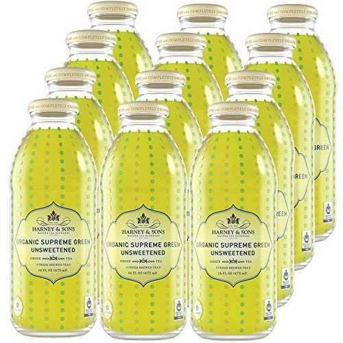 Harney & Sons オーガニック スプリーム グリーン 無糖アイスティー、16 オンスのボトル、12 個のケース、 Harney & Sons Organic Supreme Green Unsweetened Iced Tea, 16oz bottles, Case Of 12,