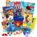 M&C Gifts Easter Gift Basket With Cartoon Theme For Kids, Boys, Girls - Already Filled With Easter Eggs, Candy, Chocolate, Easter Care Package