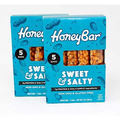非遺伝子組み換え & グルテンフリー ハニーバー スイート＆ソルティ 2パック – 合計10本入り HoneyBar ..