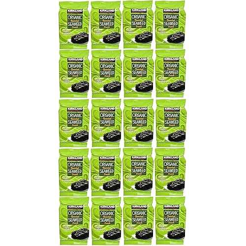 Kirkland Signature Organic Roasted Seaweed Snack, 0.6 Ounce (10 Count) (2 Pack) Kirkland Signature Organic Roasted Seaweed Snack, 0.6 Ounce (10 Count) (2 Pack)