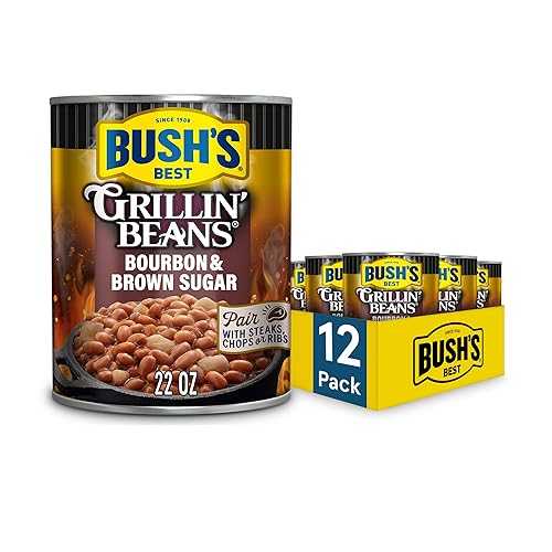 BUSH'S BEST Canned Bourbon and Brown Sugar Grillin' Beans (Pack of 12), Source of Plant Based Pr..