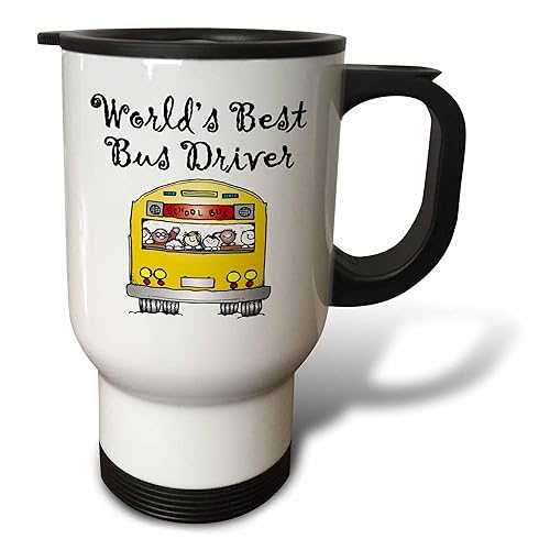 3dRose Worlds Best Bus Driver Travel Mug, 14-Ounce, Stainless Steel 3dRose Worlds Best Bus Drive..