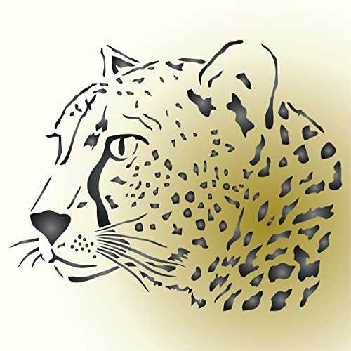 チーターヘッドステンシル - 12.5 x 10インチ (M) - 再利用可能なアフリカの大きな猫の動物野生動物ス..