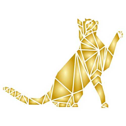 猫のステンシル - 6 x 4.5インチ - 再利用可能な幾何学模様の装飾、ペット、動物の壁ステンシルテンプ..