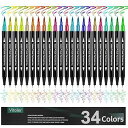 Vitoler Markers,34 Colored Brush Markers Dual Tip Brush Pens for Art Supplies,Ar...