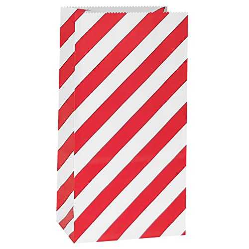 ADIDO EVA レッドストライプ紙袋 ミニパーティーグッズバッグ 子供の誕生日パーティー用品用 (50CT 3.5×2.3×7インチ) ADIDO EVA Red Striped Paper Bags Mini Party Goody Bags for Kids Birthday Party Supplies (50 CT 3.5 2.3 7 in)