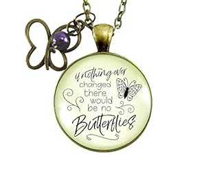 Gutsy Goodness 24 インチ バタフライ ネックレス If Nothing Changed インスピレーションを与える言葉..