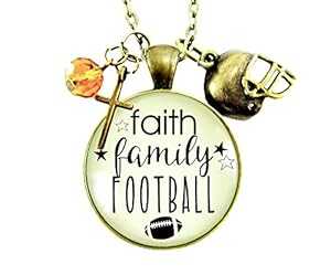 Gutsy Goodness 24 インチ フェイス ファミリー フットボール ネックレス スポーツ ジュエリー ママ ブリンブリン クロス チャーム Gutsy Goodness 24" Faith Family Football Necklace Sports Jewelry Mom Bling Cross Charms