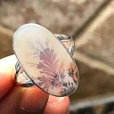 天然希少風光明媚な樹枝状瑪瑙 925 ソリッド スターリング シルバー リング サイズ 8.25 Natural Rocks by Kala Natural Rare Scenic Dendritic Agate 925 Solid Sterling Silver Ring sz 8.25