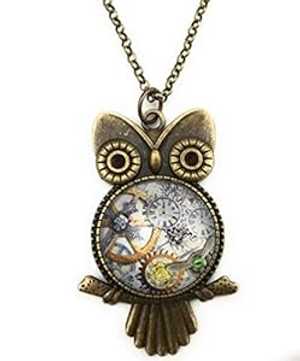 スチームパンク フクロウ ネックレス - ハンドメイド - 24 インチ Fern & Filigree Steampunk Owl Necklace - Handmade - 24 inches