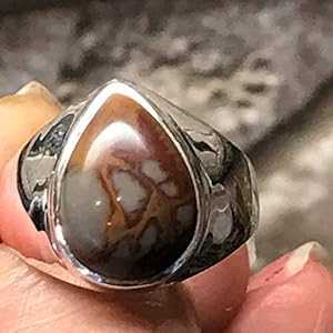 楽天Glomarket本物のオーストラリア産 Noreena ジャスパー 925 スターリングシルバー リング サイズ 8.25 Natural Rocks by Kala Genuine Australian Noreena Jasper 925 Sterling Silver Ring Size 8.25