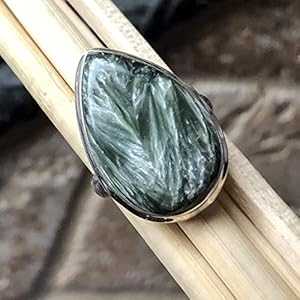 天然ロシア産セラフィナイト 925 ソリッド スターリング シルバー リング サイズ 7.75 Natural Rocks by Kala Natural Russian Seraphinite 925 Solid Sterling Silver Ring Size 7.75 天然ロシア産セラフィナイト 925 ソリッド スターリング シルバー リング サイズ 7.75 Natural Rocks by Kala Natural Russian Seraphinite 925 Solid Sterling Silver Ring Size 7.75