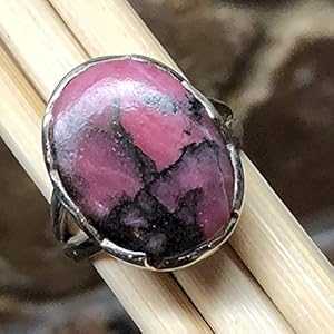 ナチュラル ピンク ロードナイト 925 スターリング シルバー リング サイズ 7.5 Natural Rocks by Kala Natural Pink Rhodonite 925 Sterling Silver Ring Size 7.5