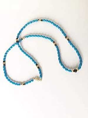 楽天Glomarketティール ゴールド ヘマタイト エジプト スタイルのロング ネックレス。唯一無二 Elegant Jewelry By Dalia Teal Gold Hematite Egyptian Style Long Necklace. One of a Kind