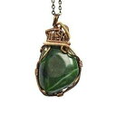 生グリーン BC 翡翠クリスタル ペンダント - ゴールドとブロンズ - 24 インチ ネックレス - お母さんへのギフト Designs by Nature Gems Raw Green BC Jade Crystal Pendant - Gold and Bronze - 24 inch Necklace - Gift for Mom(4)