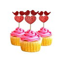 バレンタインデー カップケーキ トッパー カードストック カラー レッド 12 個パック デコレーション picwrap Valentine's Day Cupcake Topper cardstock Color Red 12 pc Pack Decoration