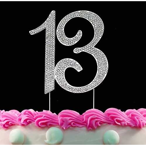 楽天Glomarket13歳の誕生日ケーキトッパー クリスタルケーキトッパー 13 シルバー キラキラ誕生日デコレーション Yacanna （シルバー 13） 13th Birthday Cake Toppers Crystal Cake Topper 13 Silver Bling Birthday Decorations by Yacanna （Silver 13）