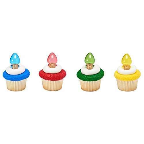 Light It Up フェスティバルホリデー クリスマスライト/電球 カップケーキトッパーリング - 24個パック Decopac Light It Up Festive Holiday Christmas Lights/Light Bulbs Cupcake Topper Rings - Pack of 24