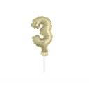 Unique Luxurious Gold Foil Number 3 Balloon Cake Topper - 5" (1 Piece) - Perfect for Unforgettable Moments, Ideal for Birthday Parties & Special Events