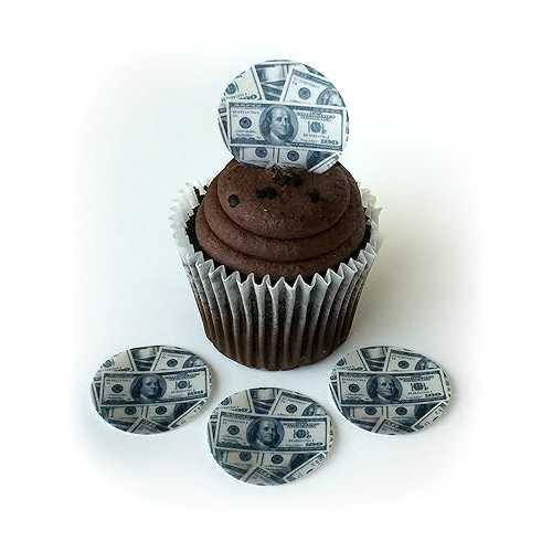 Money 100 100 ドル紙幣 ウェーハ紙トッパー 1.5 インチ デコレーション デザート カップケーキ 誕生日..