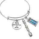Adjustable Bangle Bracelet w/Blue Police Box Sonic Screwdriver & Keep Calm Charm...