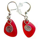 Red Sea Glass Earrings Very Small 0.5 Inches Nautical Ocean Coast Hawaiian Foam ...