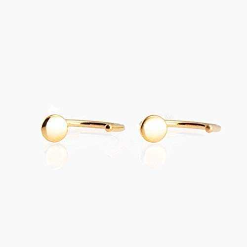 タイニー ゴールド フィルド ディスク フープ ハガー 3mm フラット Dod イヤリング Fashion Art Jewelr..