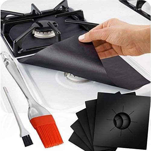 ガスストーブバーナーライナー、12パックノンスティック再利用可能なガスレンジプロテクターガスバーナ..