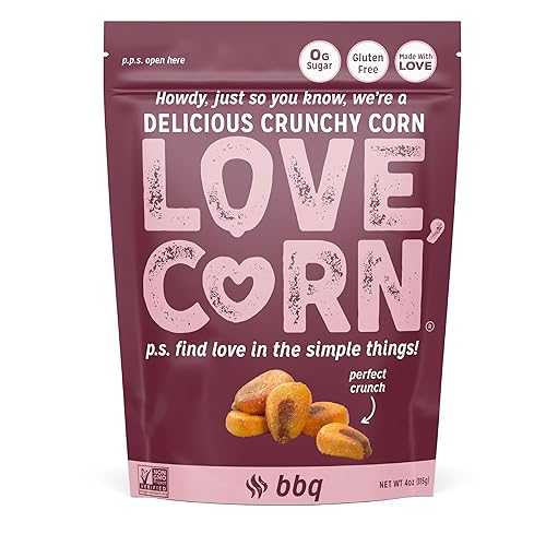 LOVE CORN BBQ 4oz x 1 bag - Delicious Crunchy Corn - Healthy Family Snacks - Gluten Free, Kosher..
