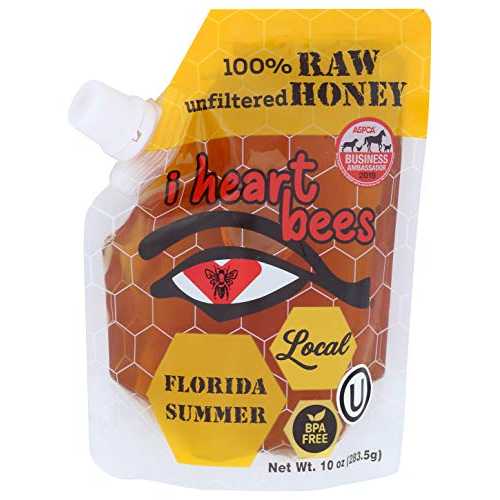 i heart bees Florida Summer Blend Raw and Unprocessed Honey, 10 oz