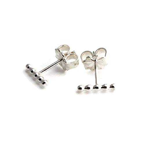 9mm タイニー スターリング シルバー ドット バー スタッド ピアス Fashion Art Jewelry 9mm Tiny Ster..