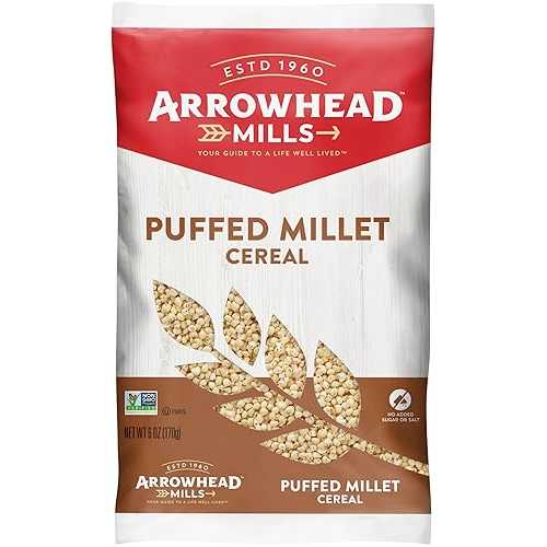 Arrowhead Mills パフキビシリアル、6 オンスバッグ (12 個パック) Arrowhead Mills Puffed Millet Cereal, 6 Ounce Bag (Pack of 12)