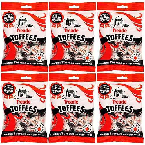 Walkers Nonsuch Treacle Toffees Bag 5.29 oz (Pack of 6) - Chewy Black Treacle English Toffee Candy, Traditional English Sweets, Gluten Free British Butter Candy, Imported from UK Walkers' Nonsuch Walkers Nonsuch Treac