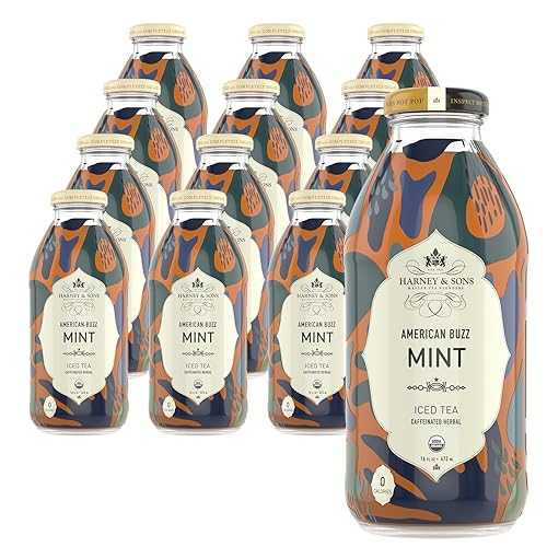 Harney & Sons American Buzz Bottled Iced Tea, Yaupon with Mint, Glass Bottles, 16 Ounce (Pack of 12) Harney & Sons American Bu..