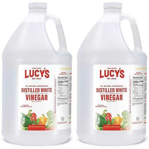 Lucy's Family Owned - 天然蒸留ホワイトビネガー、1 ガロン 128 オンス。(2個入り) Lucy's Family Own..