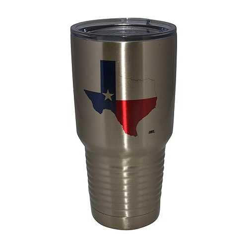 Rogue River Tactical Large Texas Flag 30oz.Stainless Steel Travel Tumbler Mug Cup w/Lid Vacuum I..