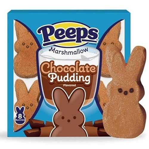 Peeps Marshmallow Chocolate Pudding 3 Ounce Package of 8 Bunnies