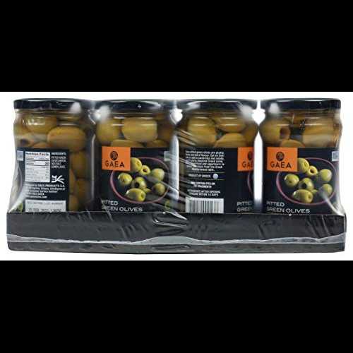 Gaea Olympian 種抜きグリーンオリーブ - 8 個パック - 10.2 オンス瓶 Gaea Olympian Pitted Green Olives - Pack of 8 - 10.2 Ounce Jars