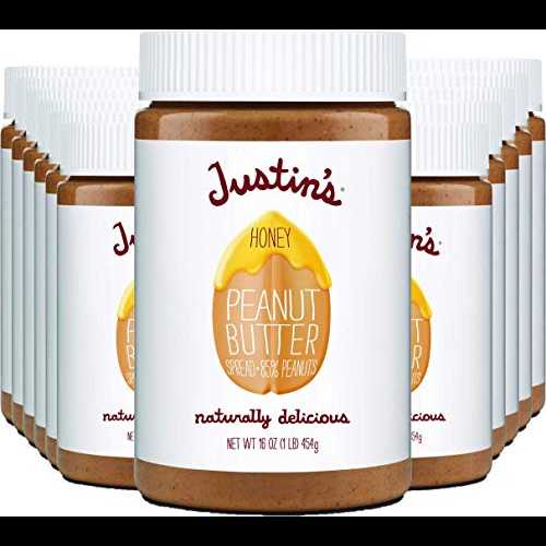 Justin's Honey ピーナッツバター、かき混ぜなし、グルテンフリー、非遺伝子組み換え、責任を持って調達、12 瓶、16 オンス (12 個パック) Justin's Nut Butter Justin's Honey Peanut Butter, No Stir, Gluten-free, Non-GMO, Responsibly Sour