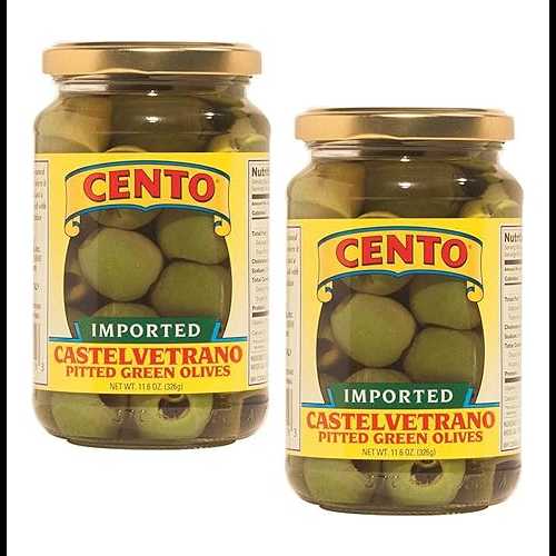 Cento Castelvetrano Pitted Green Olives 11.6 oz Jars - Pack of 2