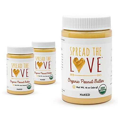 Spread The Love NAKED オーガニック ピーナッツバター (オーガニック、オールナチュラル、ビーガン、グルテンフリー、クリーミー、ドライロースト、塩無添加、砂糖無添加、パーム油無添加) (3 パック) Spread The Love NAKED Organic Peanut Butter (O