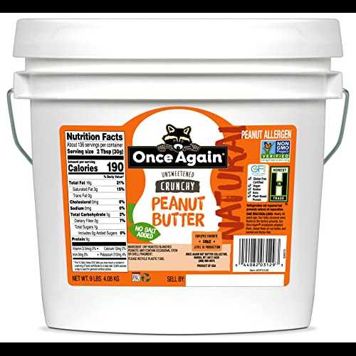 Once Again Natural、カリカリピーナッツバター、9ポンドバケツ - 無塩、無糖 - グルテンフリー認定、ビーガン、コーシャ、非遺伝子組み換え認証済み Once Again Natural, Crunchy Peanut Butter, 9lb Bucket - Salt Free, Unsweetened - Gluten Fre Once Again Natural、カリカリピーナッツバター、9ポンドバケツ - 無塩、無糖 - グルテンフリー認定、ビーガン、コーシャ、非遺伝子組み換え認証済み Once Again Natural, Crunchy Peanut Butter, 9lb Bucket - Salt Free, Unsweetened - Gluten Fre