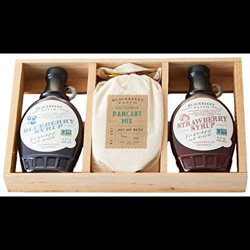 Gift Basket Village Gourmet Breakfast Gift Crate with Buttermilk Pancake Mix, Blueberry, 3 Piece Set