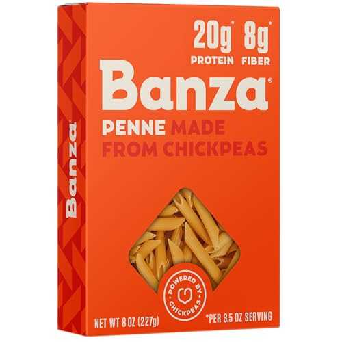 Banza Gluten-Free Chickpea Pasta, Penne 20g Protein Lower Carb High Fiber High Protein Plant Based Pasta 8oz (Pack of 6) Banza Gluten-Free Chickpea Pasta, Penne 20g Protein Lower Carb High Fiber High Protein Plant Bas