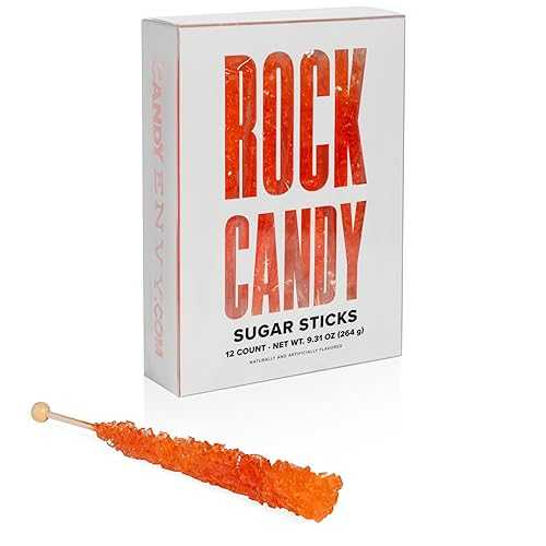 Orange Rock Candy Sugar Sticks - Orange Flavored - 12 Individually Wrapped Candy...